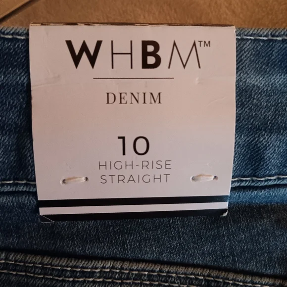 NWT White House Black Market High Rise Straight Crop Jeans, Size 10, Medium Blu - Picture 7 of 8